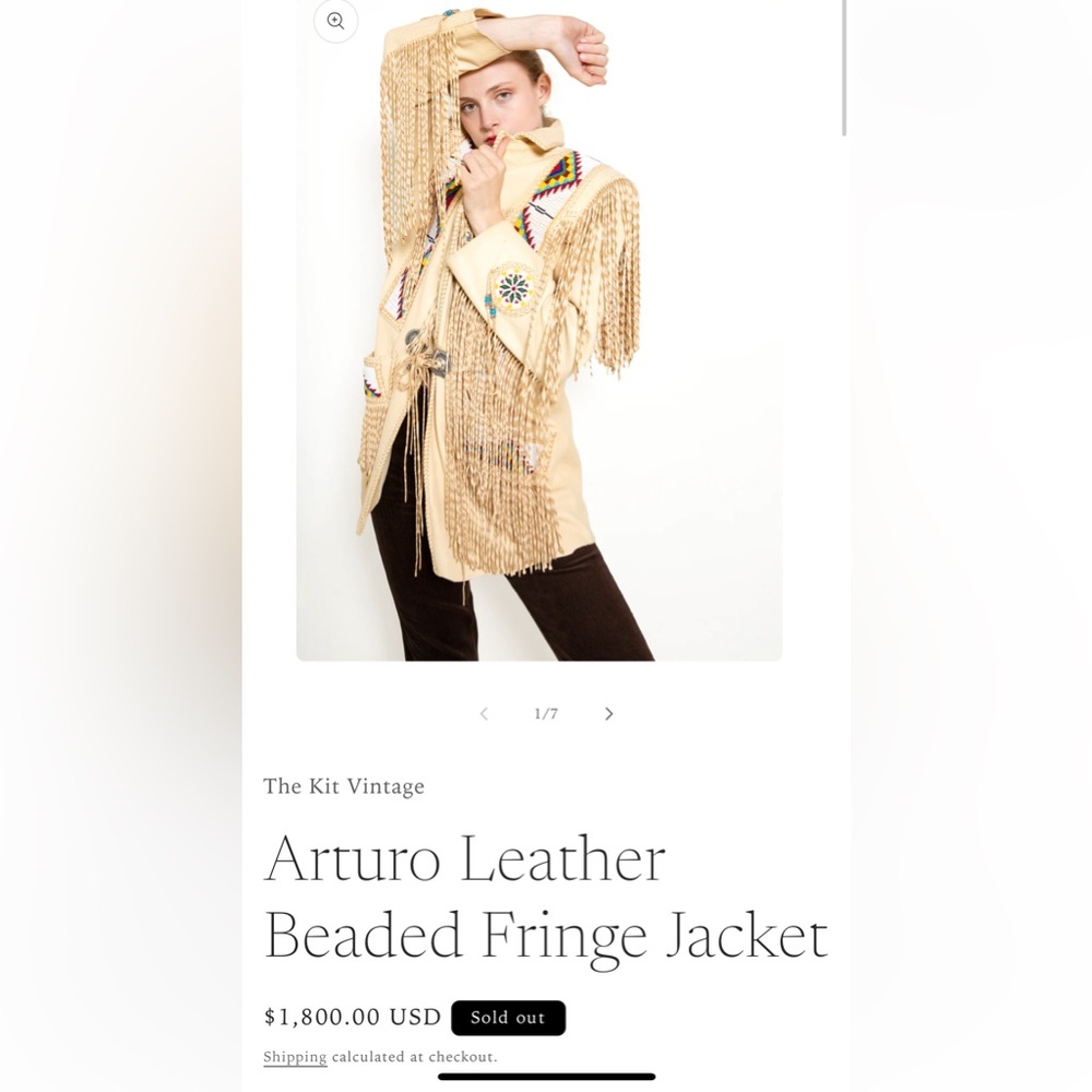 Vintage 70s/80s Arturo Chambers Handcrafted Leather Beaded Fringe Jacket - Picture 4 of 8